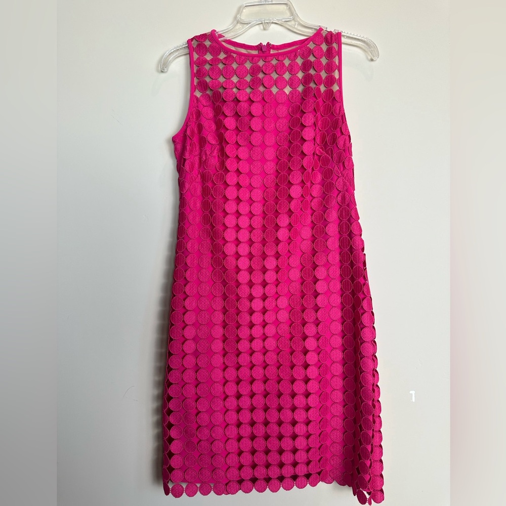 Ralph Lauren circle lace sheath mini dress in fuchsia pink